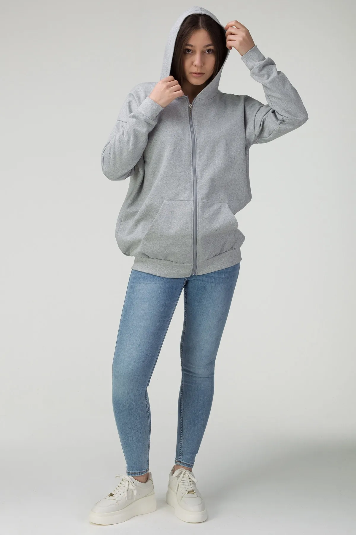 MODAGEN  Grauer Unisex-Cardigan in Übergröße