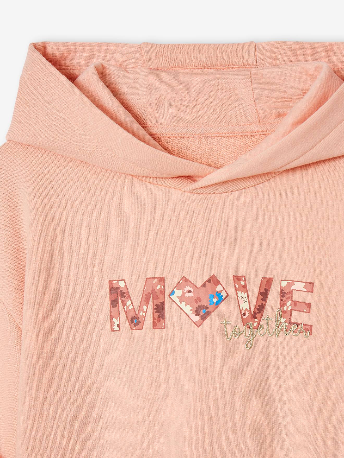 Sweat sport fille manches courtes abricot