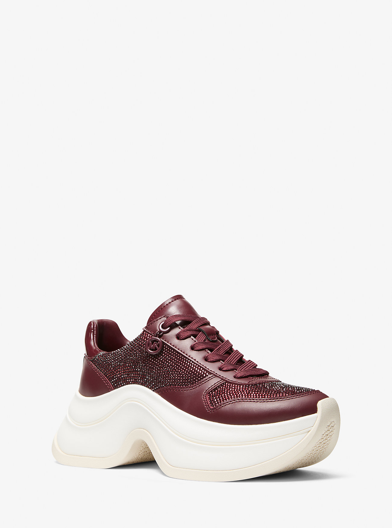 Arla Metallic Leather Trainer - OXBLOOD