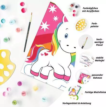 CreArt Süßes Einhorn - Malen nach Zahlen für Kinder ab 7 Jahren