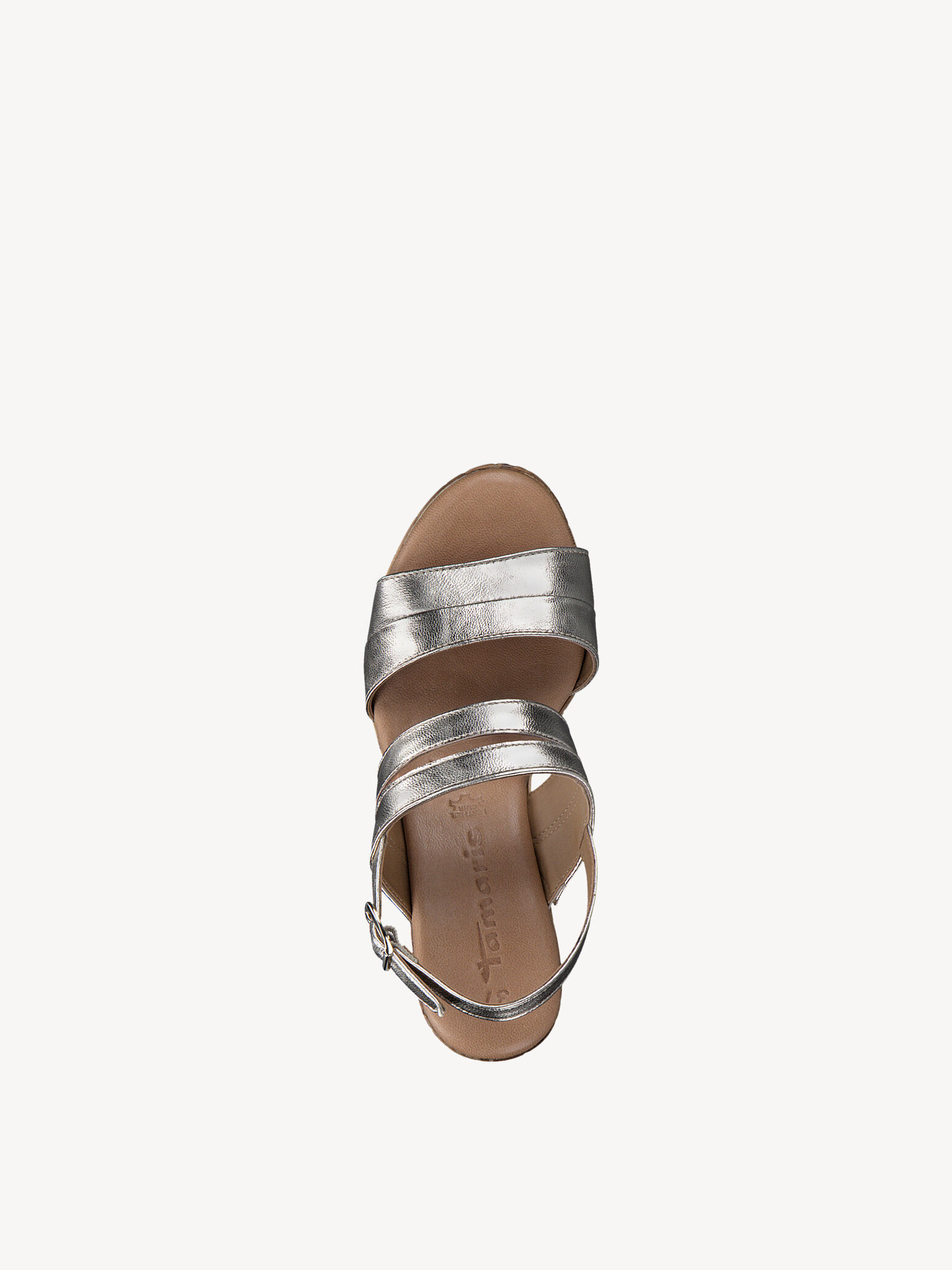 Sandale à talon en cuir - métallique