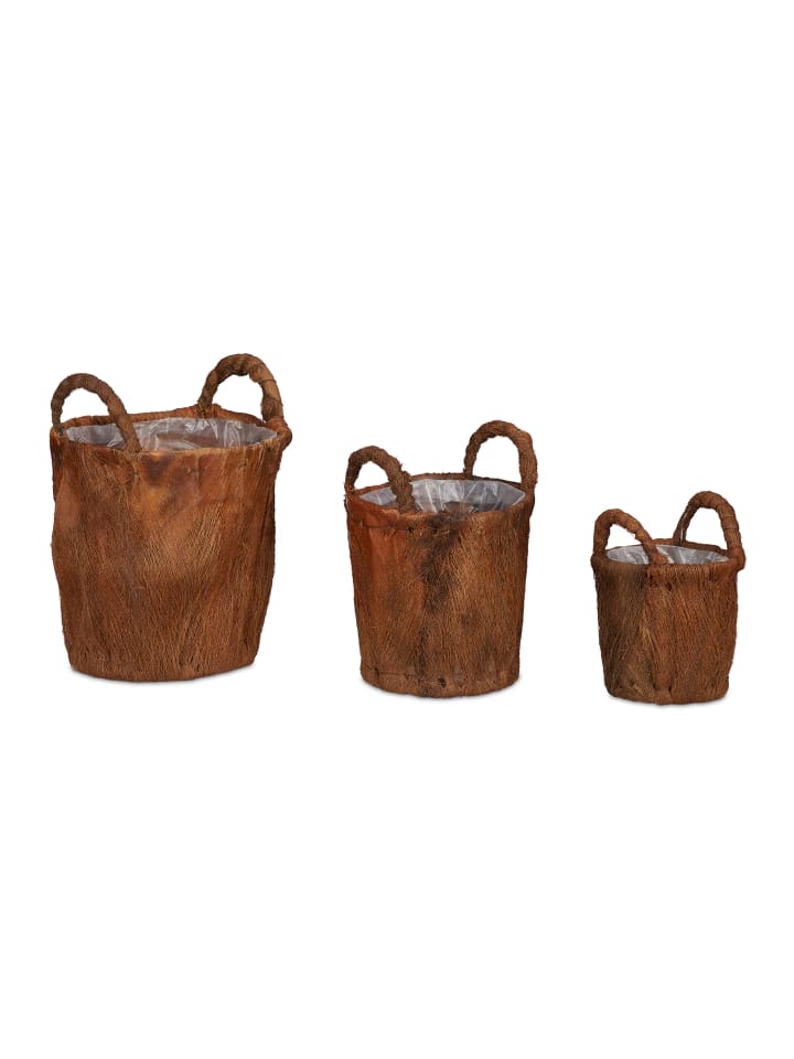 relaxdays 3tlg. Pflanzkorb Set in Natur günstig kaufen onesize