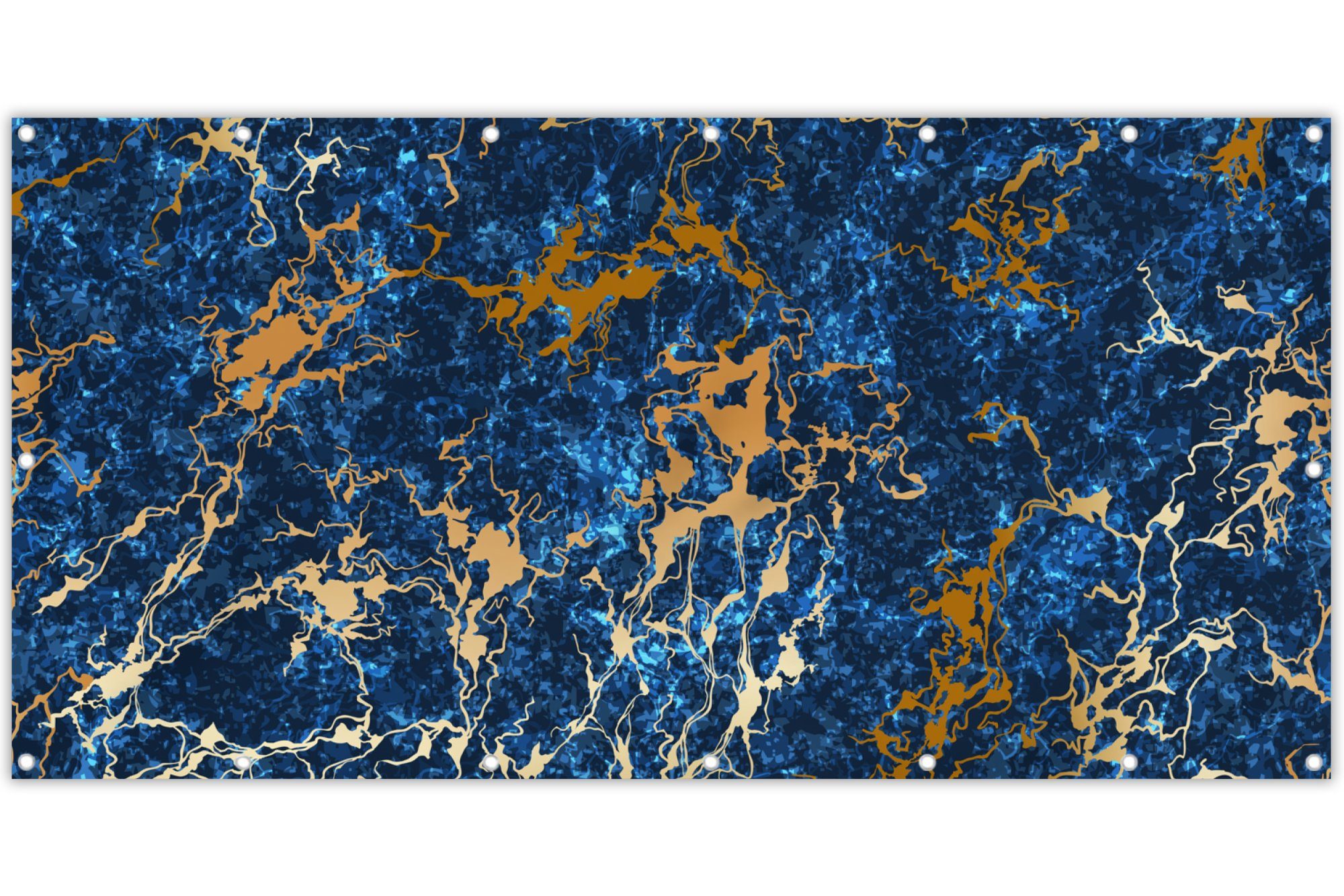 MuchoWow Balkonsichtschutz Marmor - Textur - Gold - Blau (1-St) Balkonbanner, Sichtschutz für den Balkon, Robustes und wetterfest