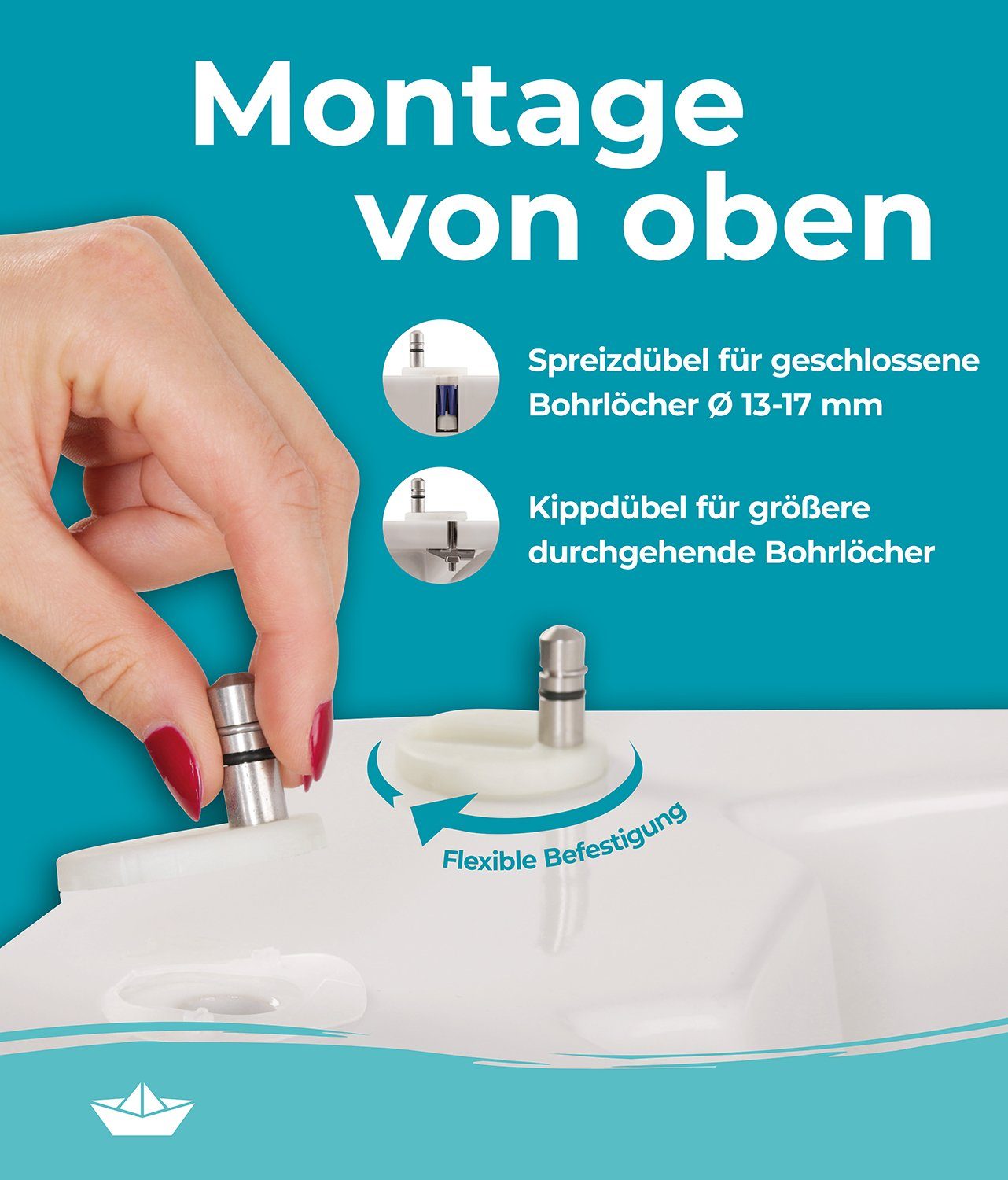 Calmwaters WC-Sitz Original, Made in EU, Absenkautomatik, Abnehmbar, Standard O-Form, 26LP2904