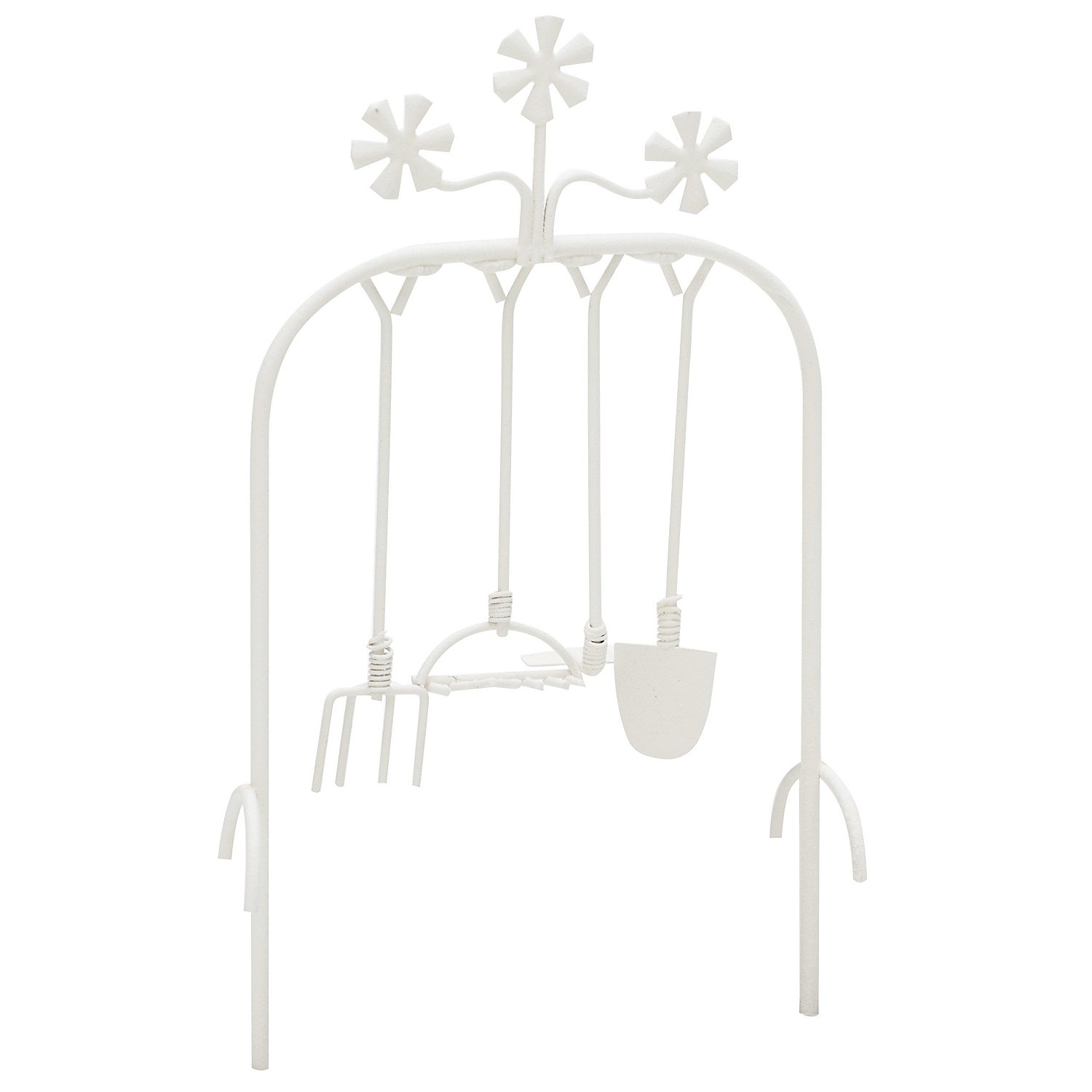 Bogen mit Gartenwerkzeug aus Metall, 17 x 9,5 cm