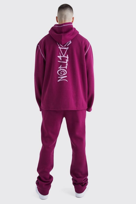 Tall Oversize Trainingsanzug mit Graffiti-Print