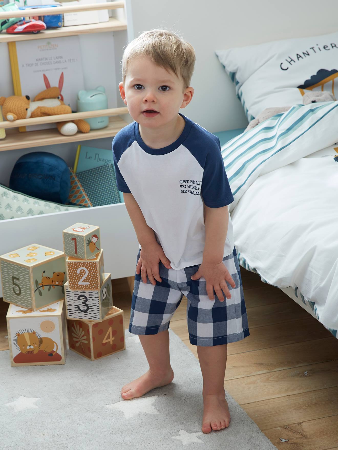 Pyjashort imprimé garçon bleu océan