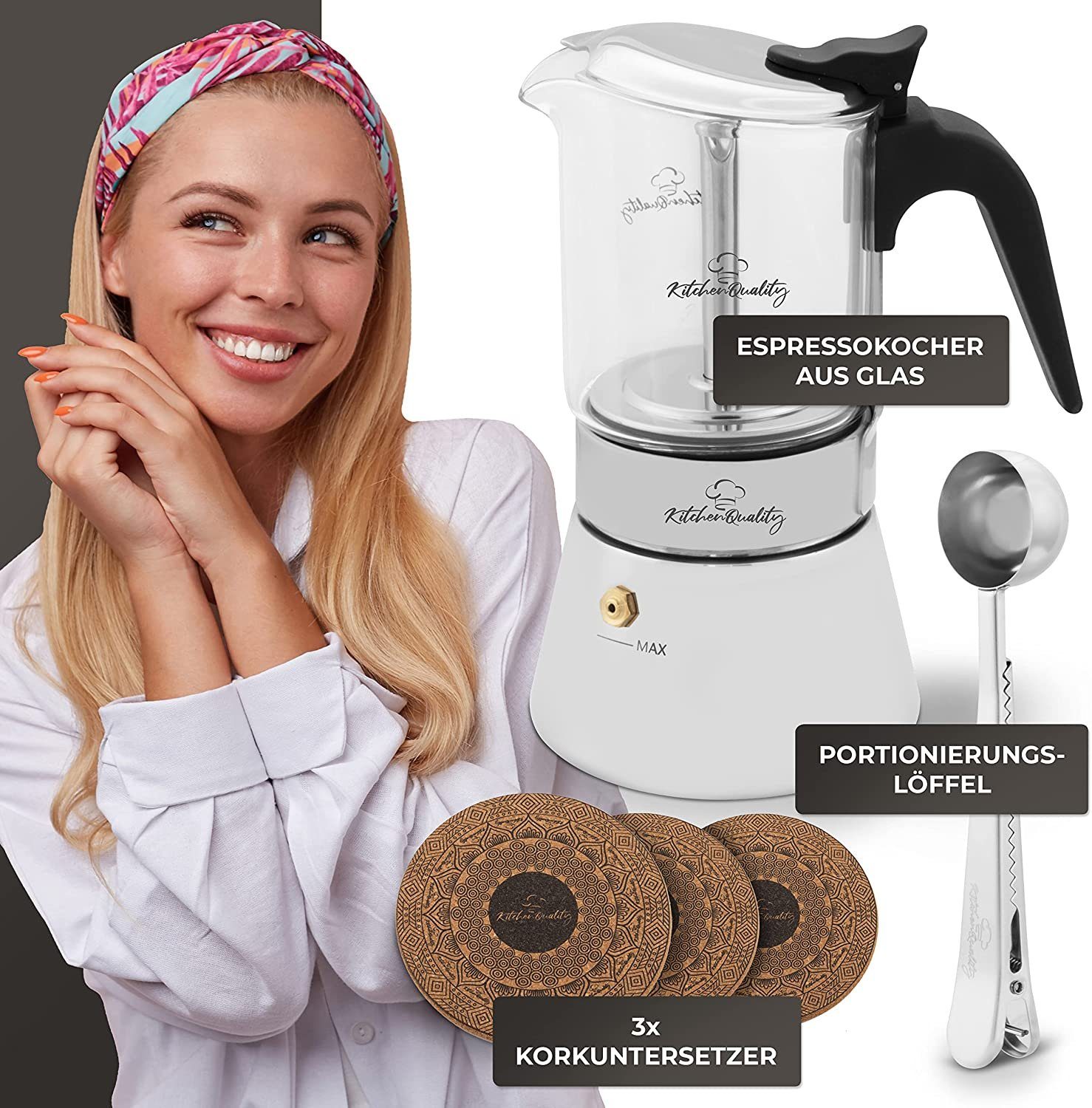 KitchenQuality Espressokocher Espressokocher, 0.24l Kaffeekanne