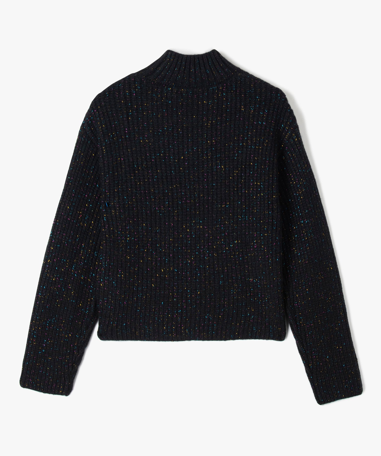 Pull fille col montant avec torsade sur l’avant noir | GEMO