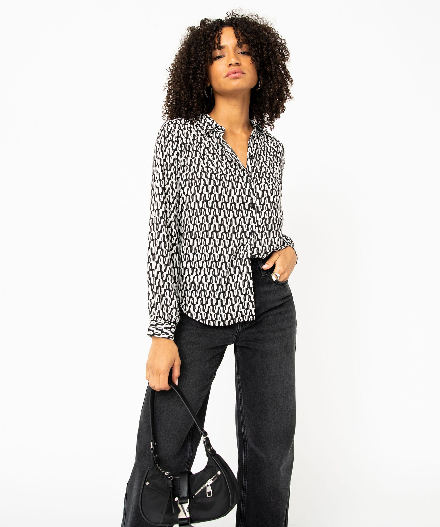 Chemise imprimée à manches longues femme imprime | GEMO