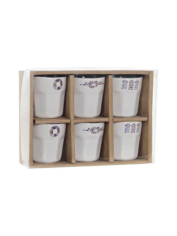 Alexandra House 6er-Set: Kaffeetassen in Weiß/ Blau/ Hellgrau - 90 ml günstig kaufen onesize