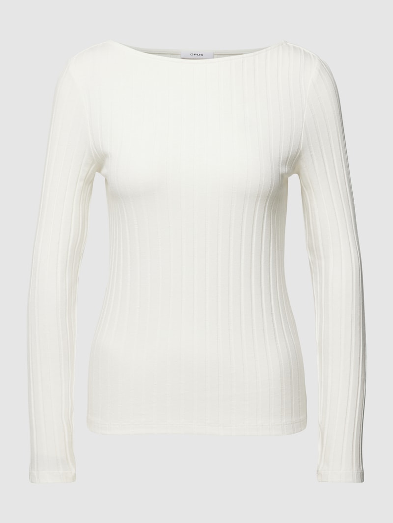 Longsleeve mit U-Boot-Ausschnitt Modell 'Sovke' in offwhite