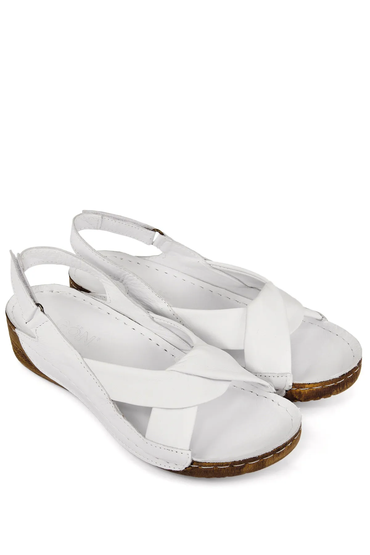 GÖNDERİ(R)  Weiße Gön-Damen-Keilsandalen aus echtem Leder 42304