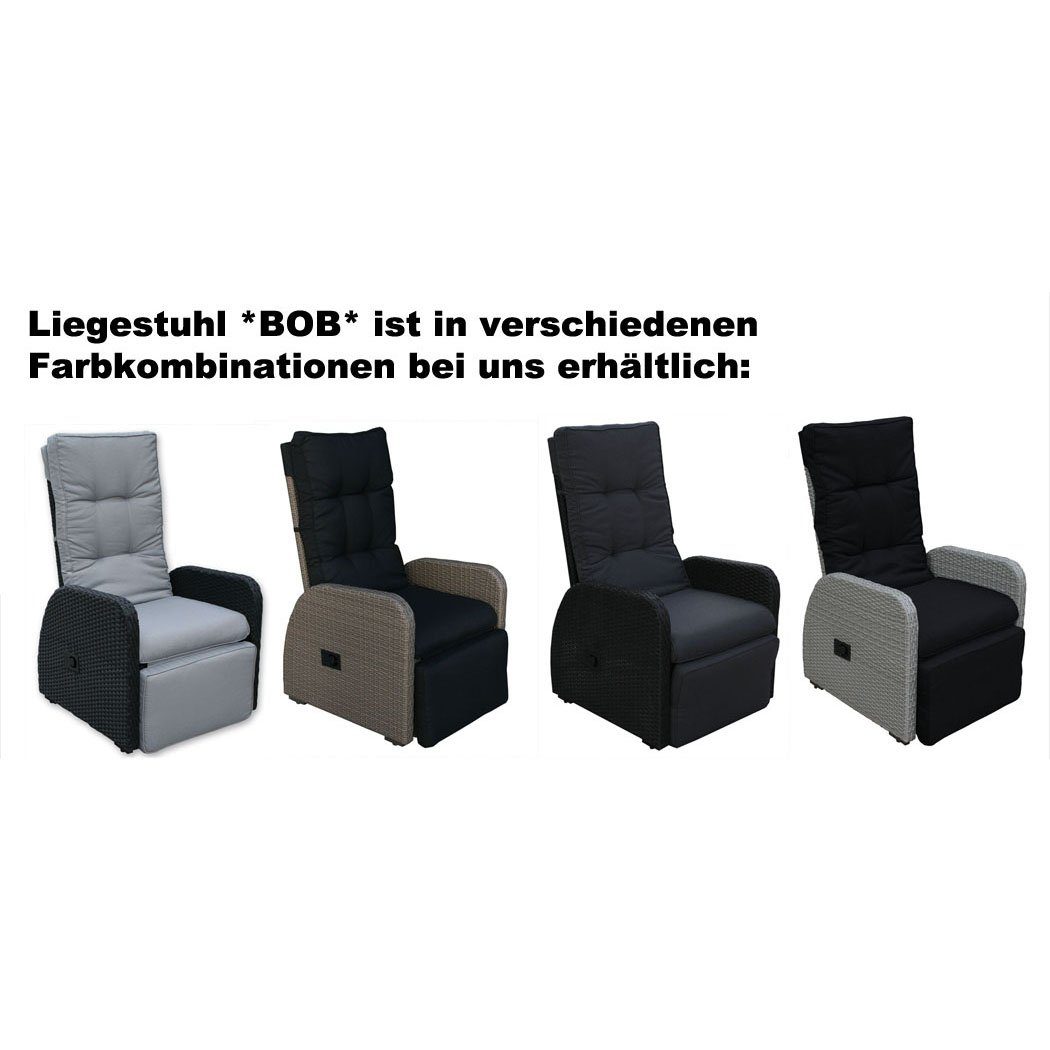 KMH Gartensessel Polyrattan-Liegestuhl *BOB* braun bi-color