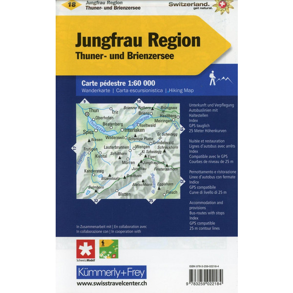 KuF Schweiz Wanderkarte 18 Jungfrau-Region 1 : 60 000 - Wanderkarte