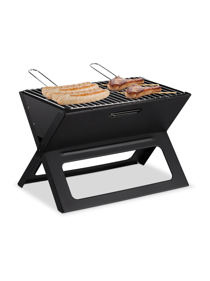 relaxdays Klappgrill in Schwarz - (B)45,5x (H)30 x (T)30 cm günstig kaufen onesize