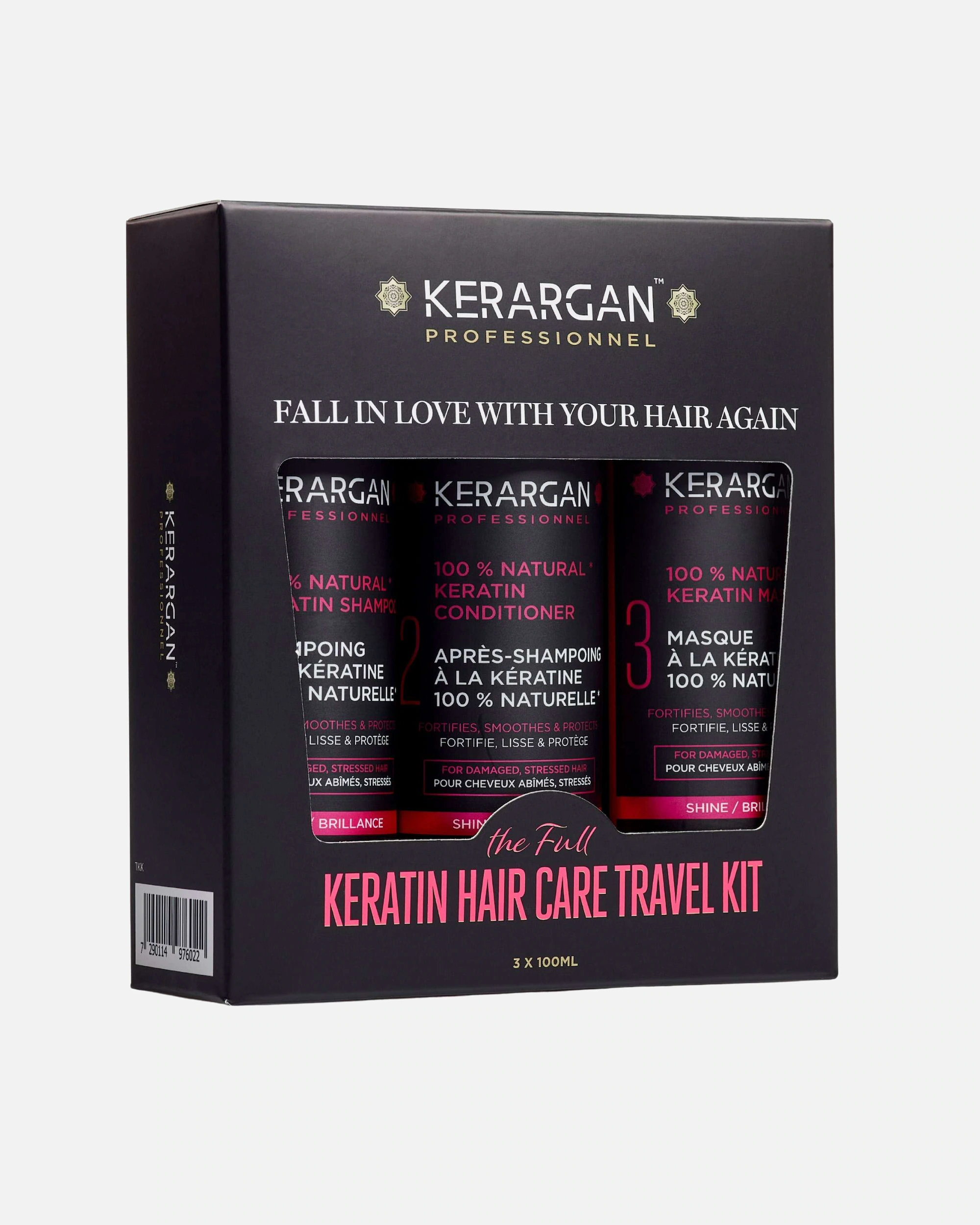 Kerargan Kerargan - Kit da viaggio ultra riparatore con shampoo, balsamo e maschera alla cheratina