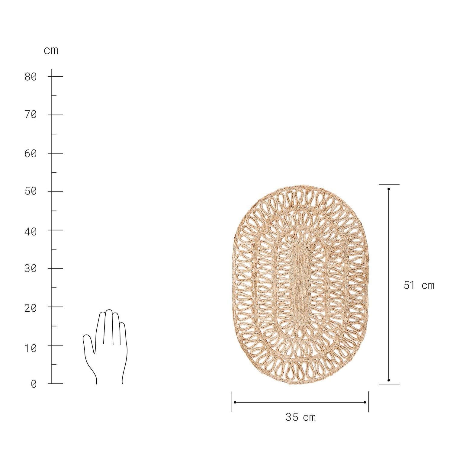 JUTE TWIST Platzset oval L 51 x B 35cm