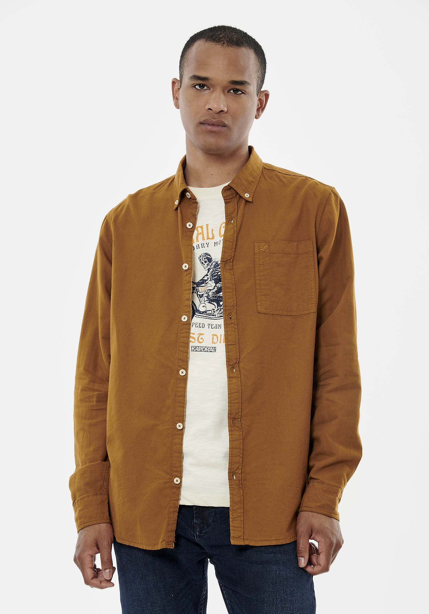 TOMEK  Chemise marron homme 100% coton bio