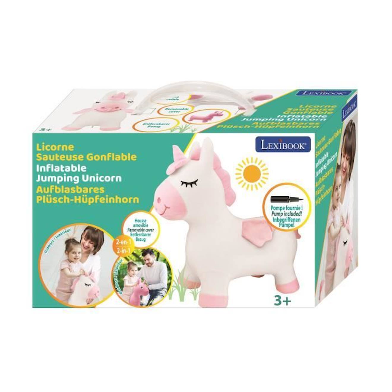Licorne Sauteuse Gonflable en Peluche blanc
