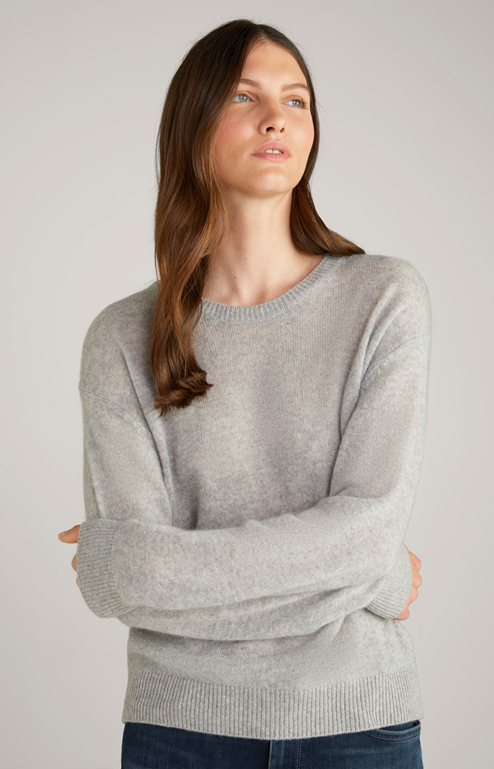 Cashmere-Strickpullover in Grau meliert