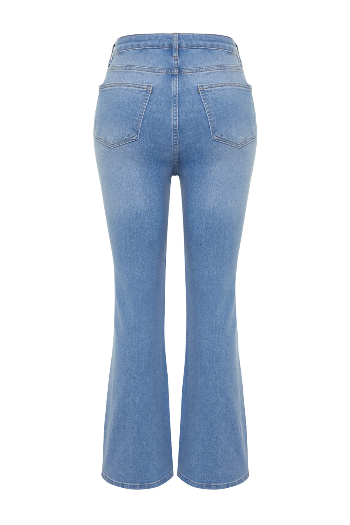 Trendyol Curve  Hellblaue Denim-Jeans im Flare-Fit mit Nähten und detaillierten Details TBBSS24CJ00003