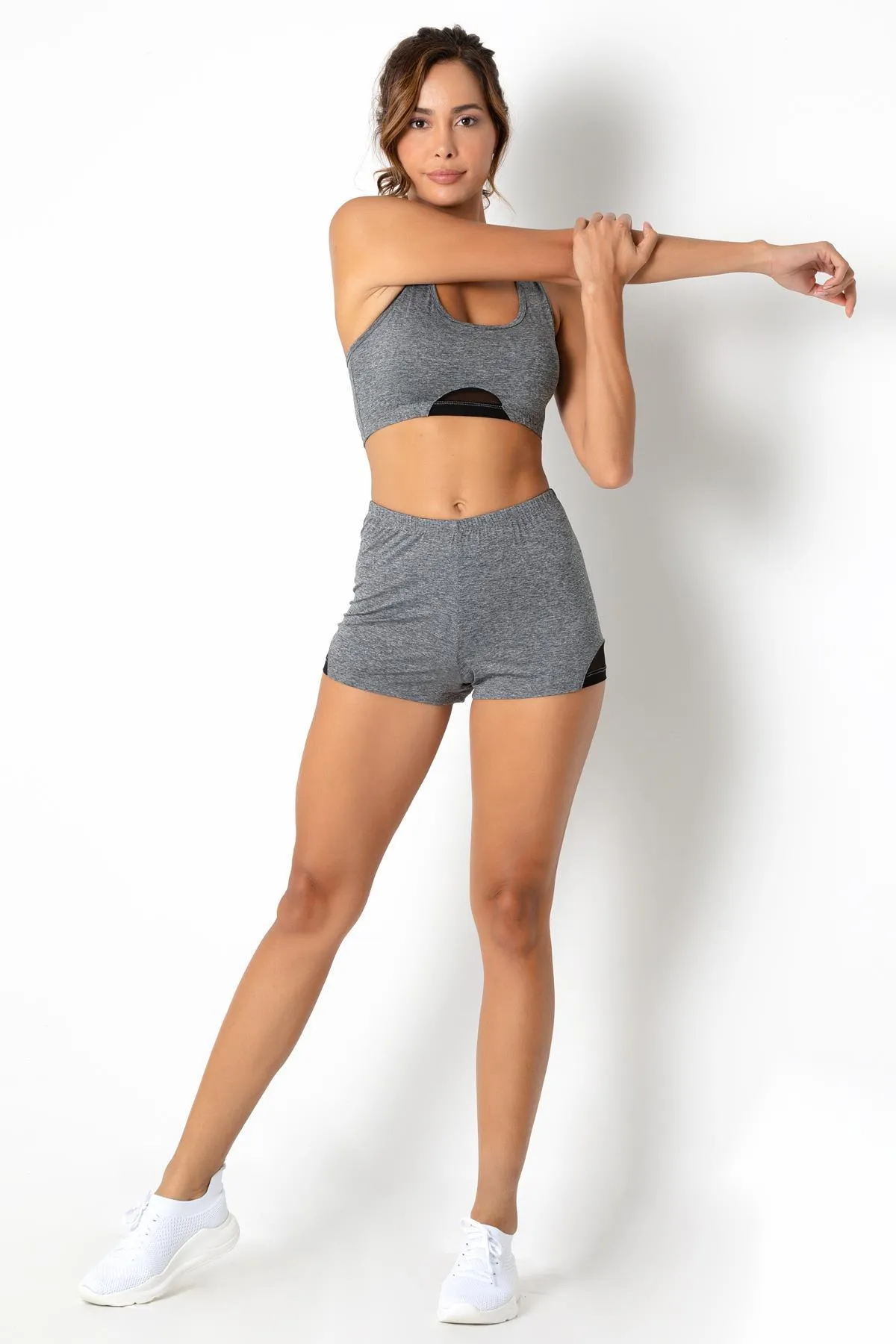 Miorre  Bustier-Set mit Sportshorts mit Tülldetails und überkreuzten Trägern