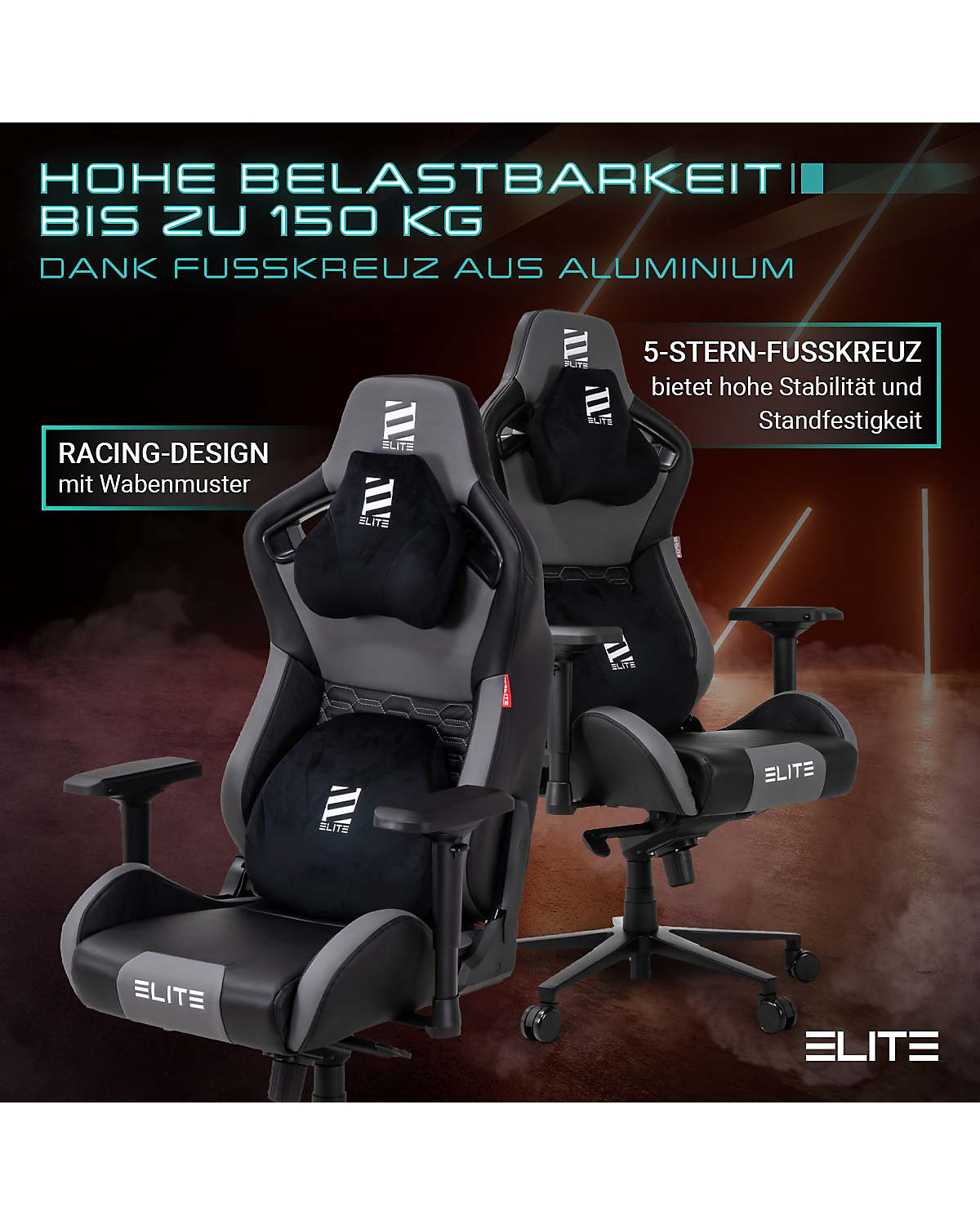 Gaming Stuhl MERCENARY - Ergonomischer Luxus Gaming Stuhl - 4D Armlehnen