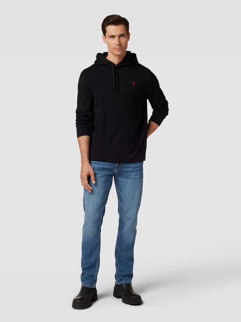 Hoodie mit Logo-Stitching in schwarz