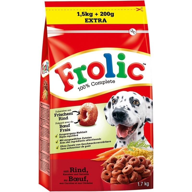 Frolic Hundetrockenfutter Frolic Complete Beutel 1,7kg Rind und Karotten