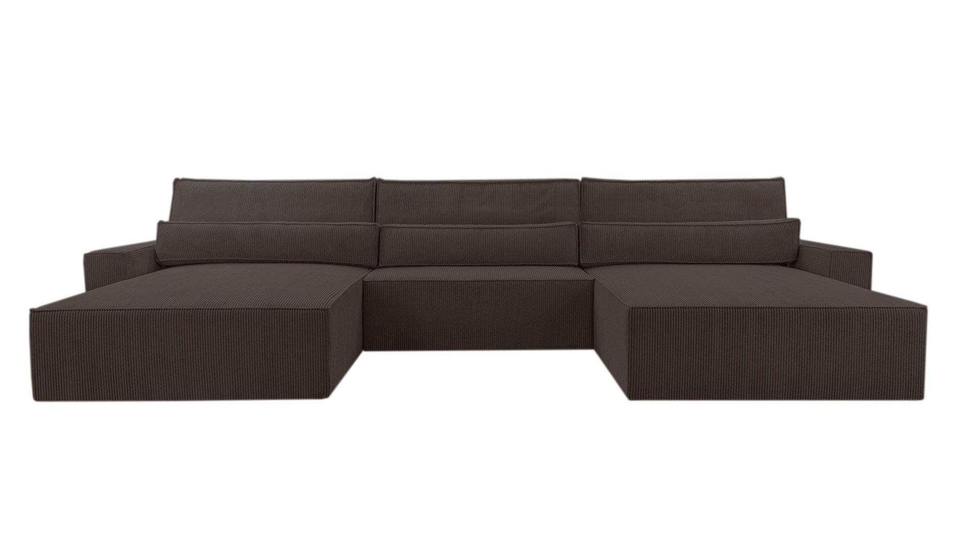 MOEBLO Wohnlandschaft DENVER U, Eckcouch aus Cordstoff Ecksofa U-Form Cord Sofa Couch Polsterecke U-Sofa - 420x85x185cm, mit Bettkasten und Schlaffunktion