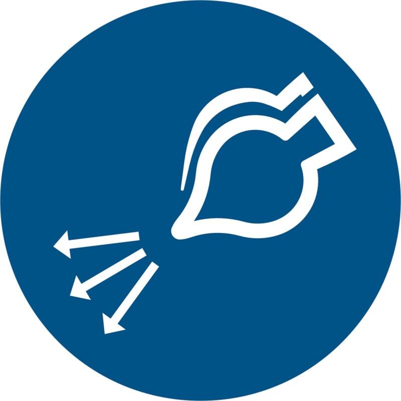 Djois Warnschild Luftversorgung einschalten beim Aussetzvorgang Klebstoff, einschraubbar PP (Polypropylen) 10 (B) x 0,14 (H) cm 3 Stück