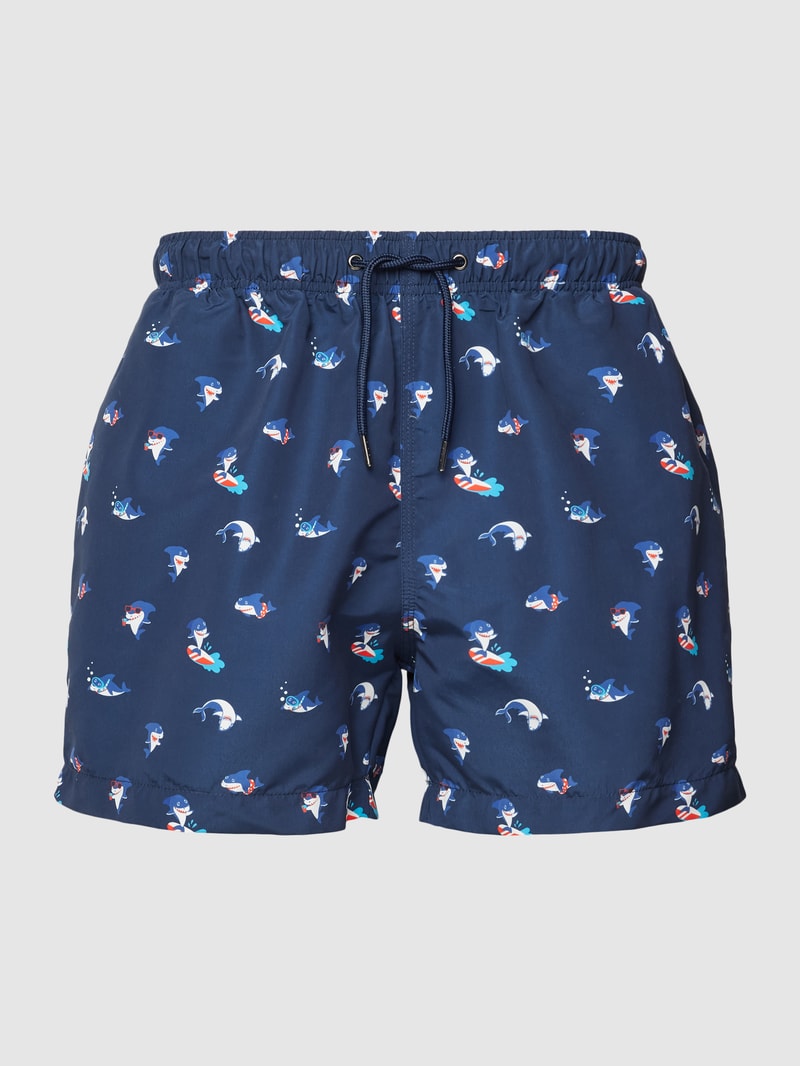 Badehose mit Motiv-Print in marineblau