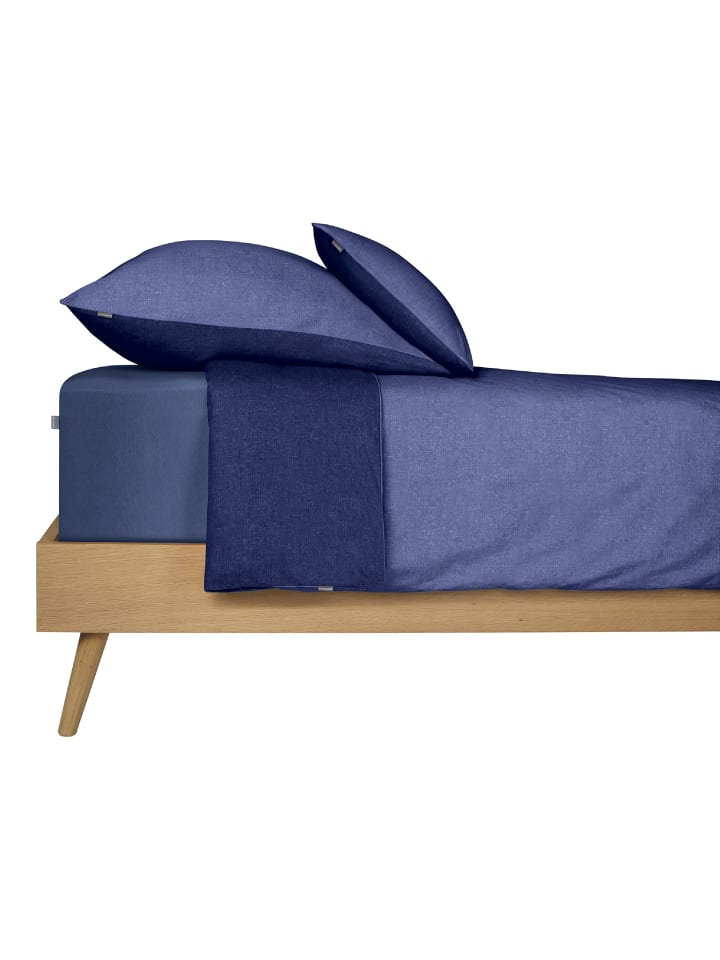 Schiesser Feinbiber-Bettwäscheset Doubleface in Blau günstig kaufen 155 x 220 cm
