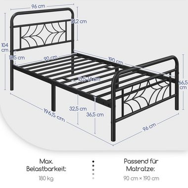 Yaheetech Metallbett, Bettgestell mit Kopfteil & Fußteil, Einzelbett/ Doppelbett Jugendbett