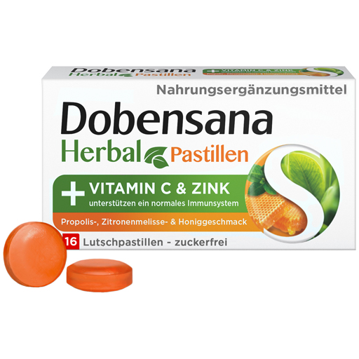 DOBENSANA Herbal Honiggeschm.Vit.C & Zink Pastil.  16 St  Lutschpastillen