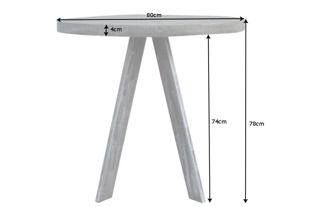 riess-ambiente Esstisch IRON CRAFT 80cm grau, Massivholz · Küchentisch · rund · 4cm Tischplatte · Industrial
