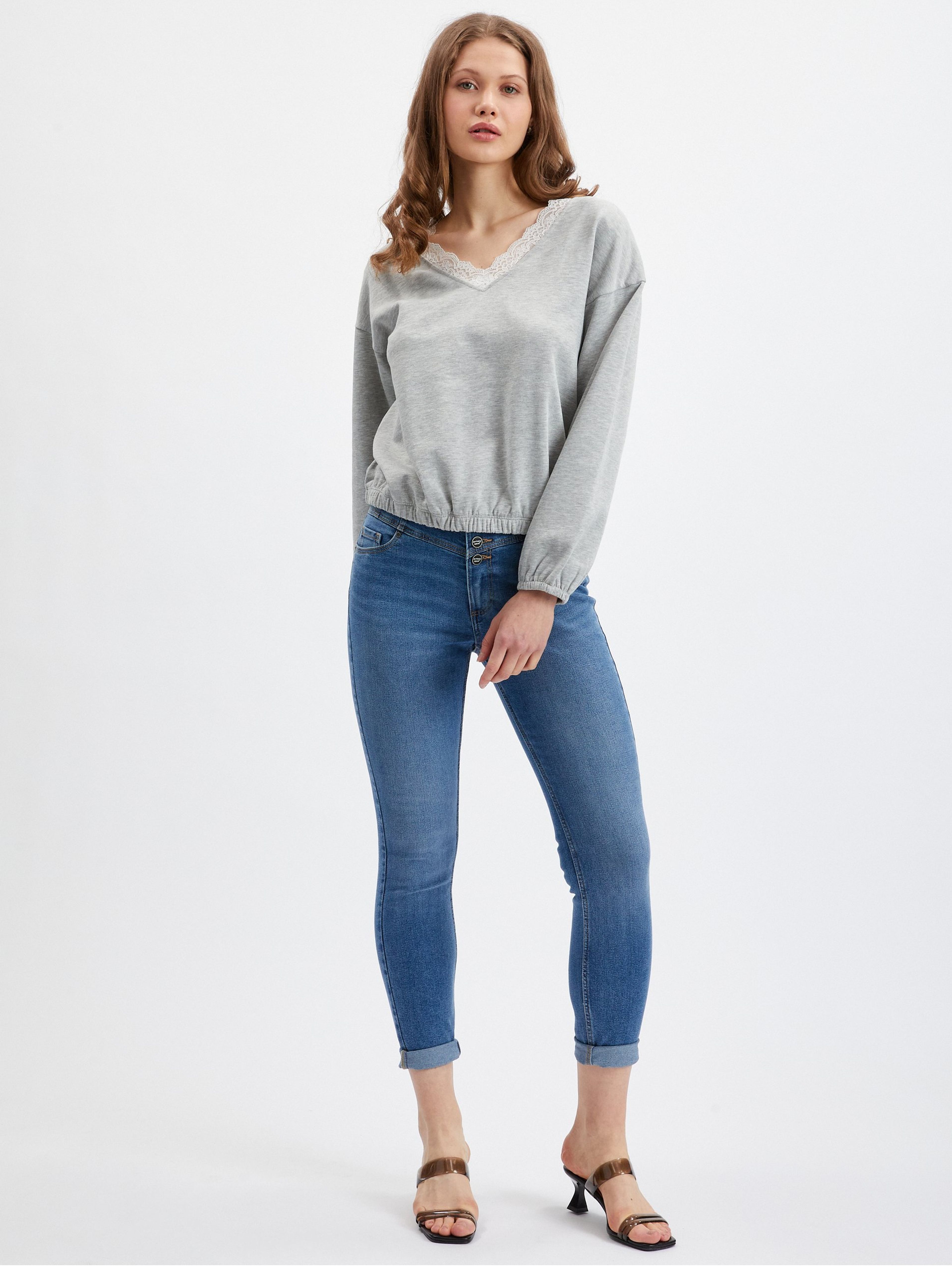 Hellgraues meliertes Damen-Sweatshirt ORSAY