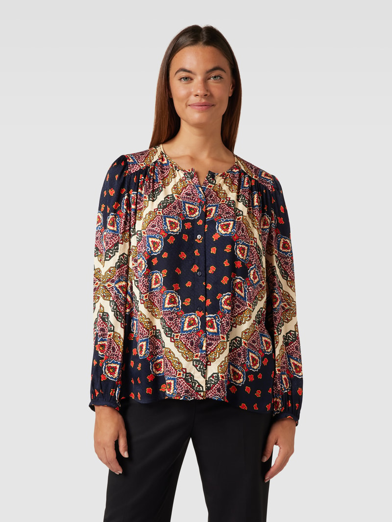 Bluse mit Ornament-Muster Modell 'RAVEL' in anthrazit