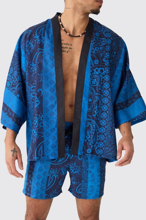 Oversize Kimono-Hemd und Badehose mit Print
