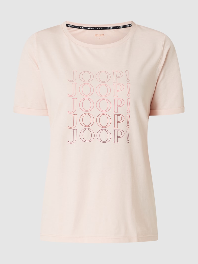 Pyjama-Oberteil mit Logo-Print in hellrosa