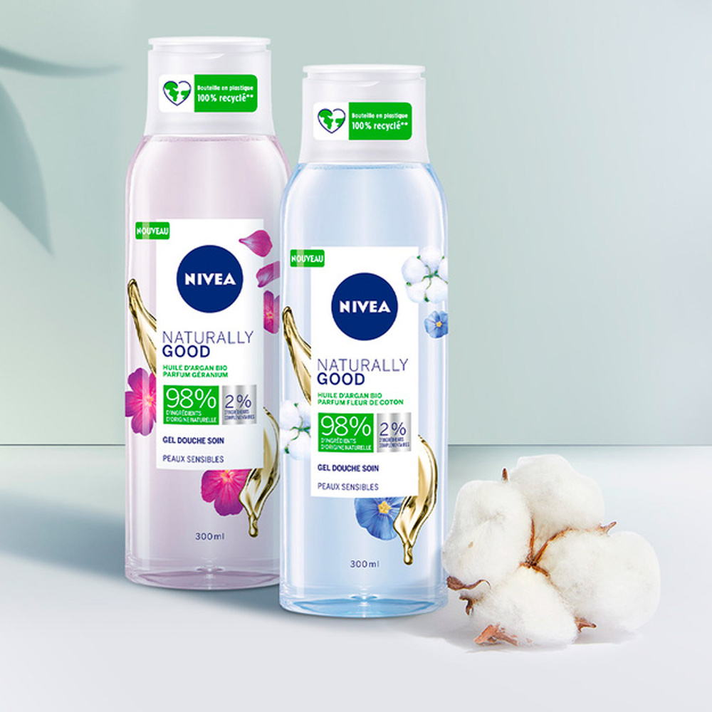 nivea NATURALLY GOOD - Gel douche fleur de coton et huile d'argan BIO Douche soin femme