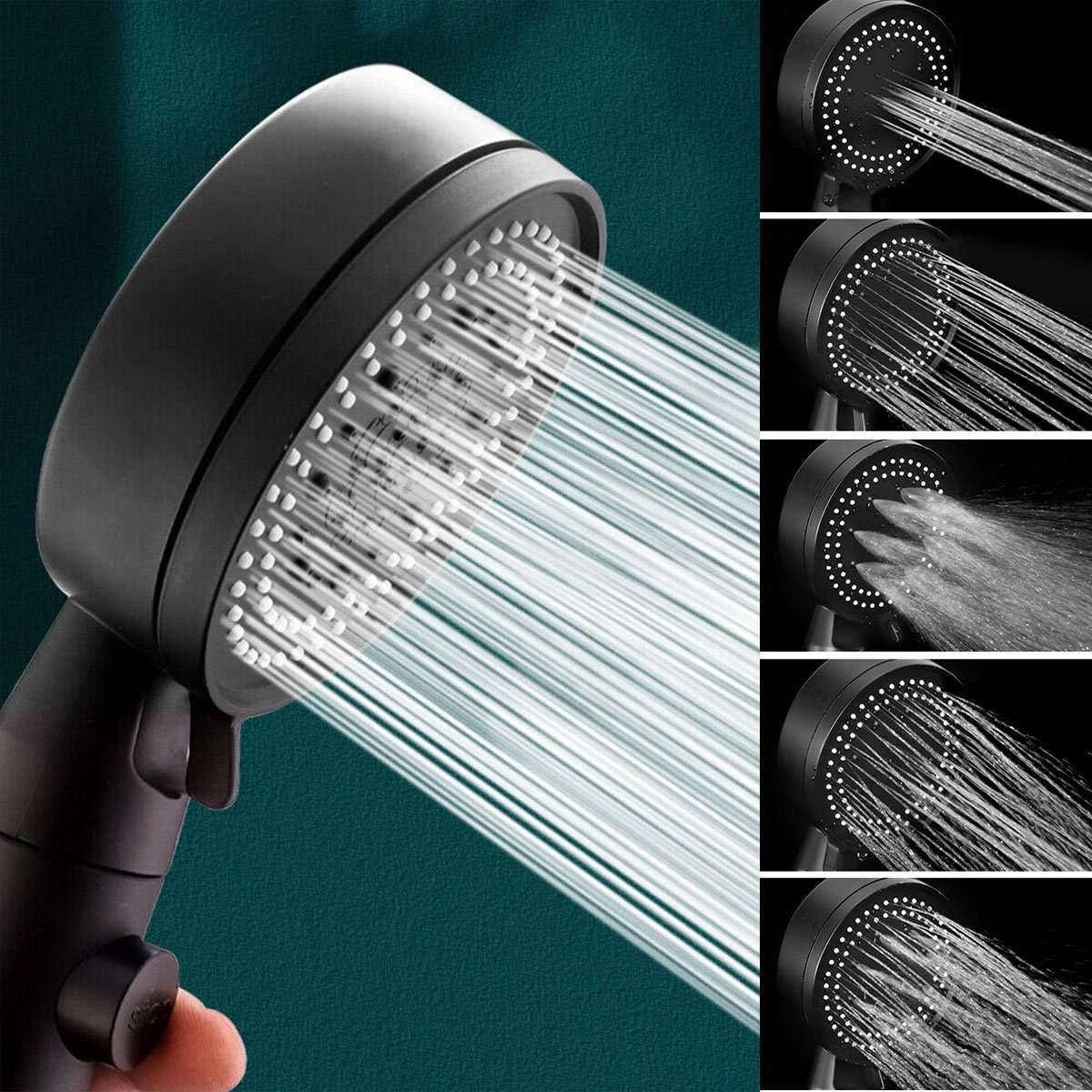 oyajia Handbrause Hochdruck Duschkopf Handbrause Sparduschkopf 5 Strahl Einstellungen, Handbrause Mit Wasserstopp-Taste, Mit Brauseschlauch 1.5m