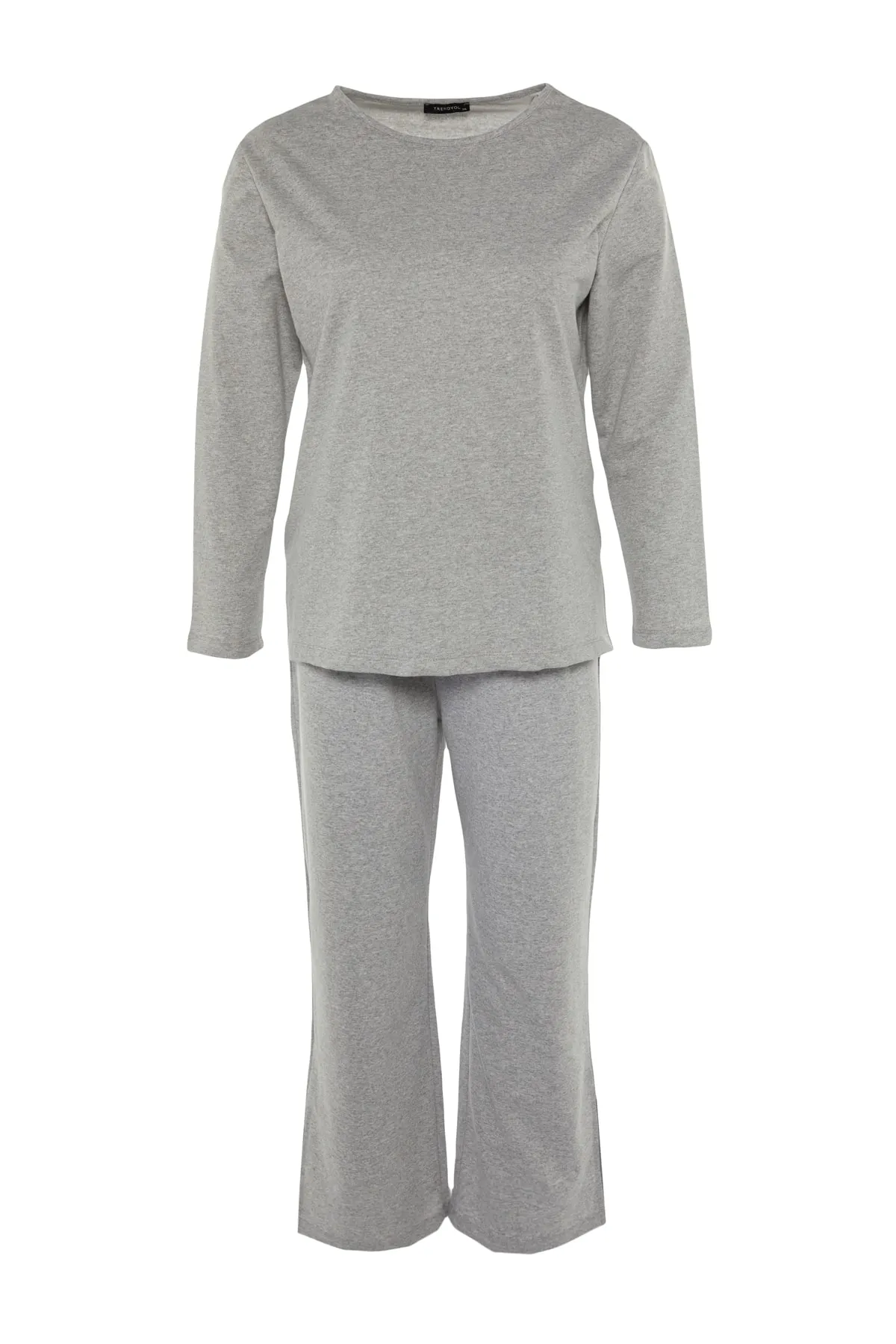 Trendyol Curve  Graues gestricktes Pyjama-Set mit Schlitzen an den Beinen TBBAW23AI00055