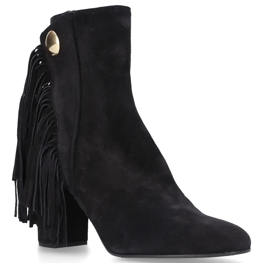 Chloé - Stiefeletten Logo Fransen schwarz - schwarz