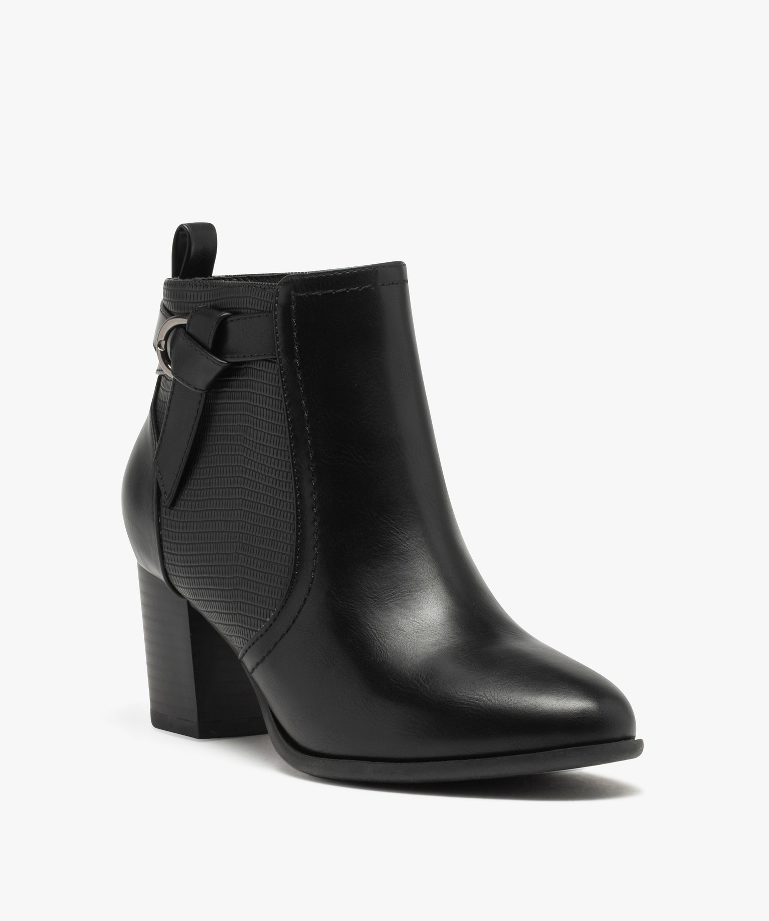 Boots avec empiècement texturé et bride fantaisie femme noir | GEMO