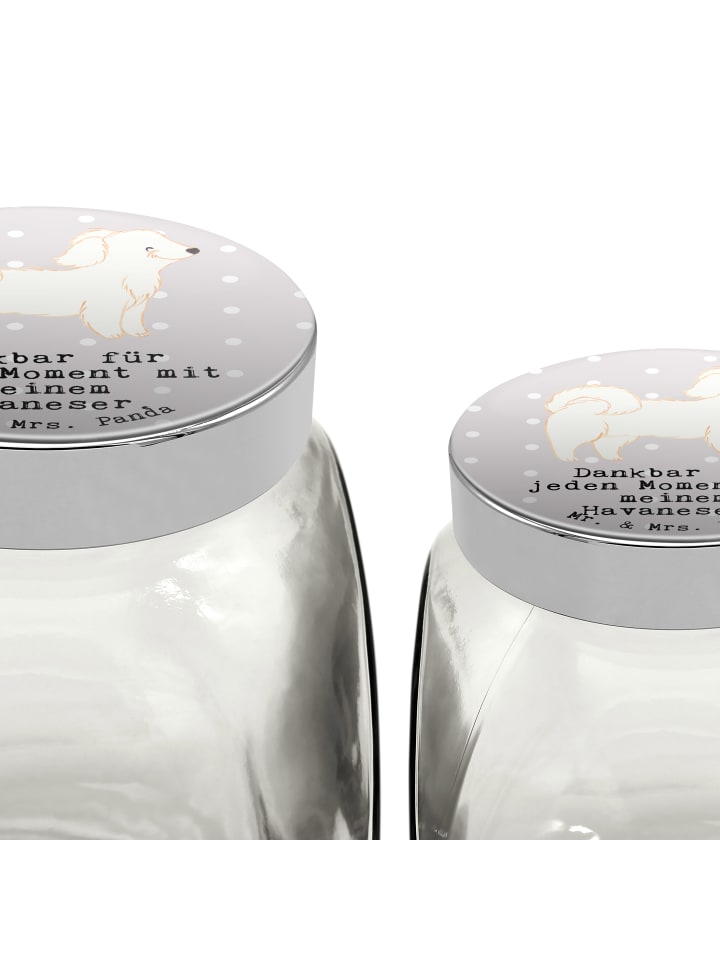 Mr. & Mrs. Panda Leckerli Glas Havaneser Moment mit Spruch in Grau Pastell günstig kaufen
