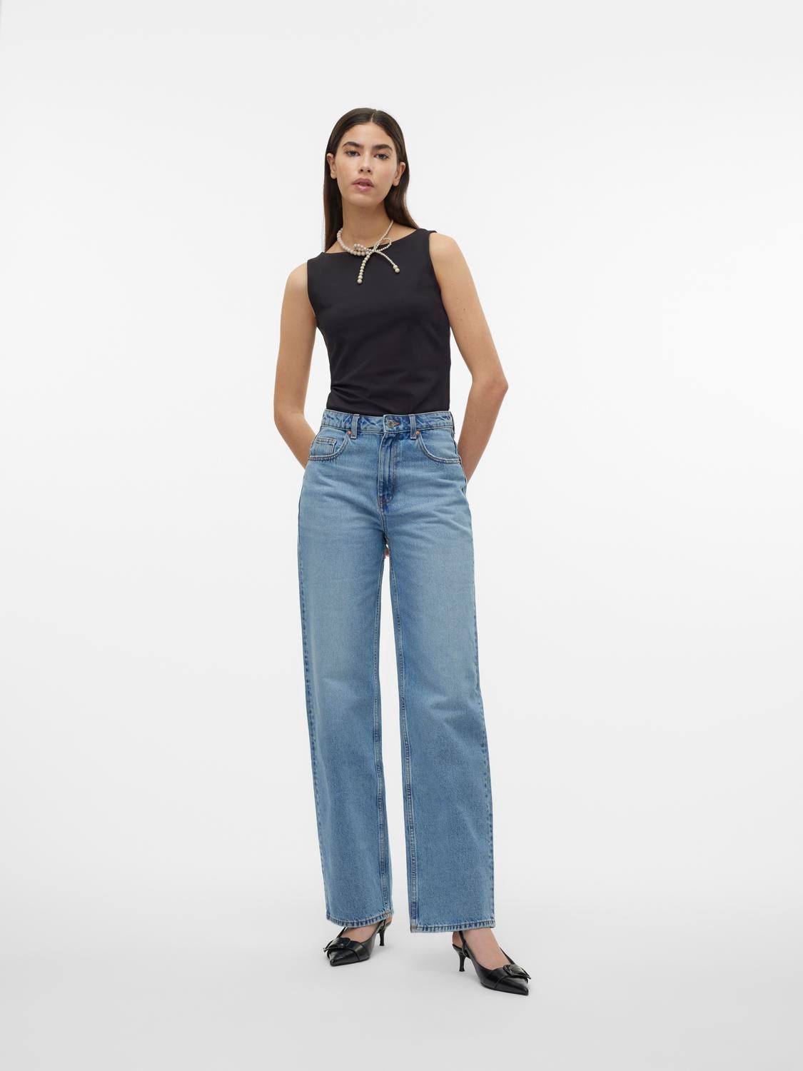 VMRYLEE Hohe Taille Gerade geschnitten Jeans