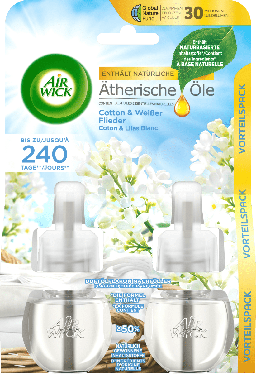 Lufterfrischer Duftstecker Cotton & Weißer Flieder Nachfüllpack, 38 ml