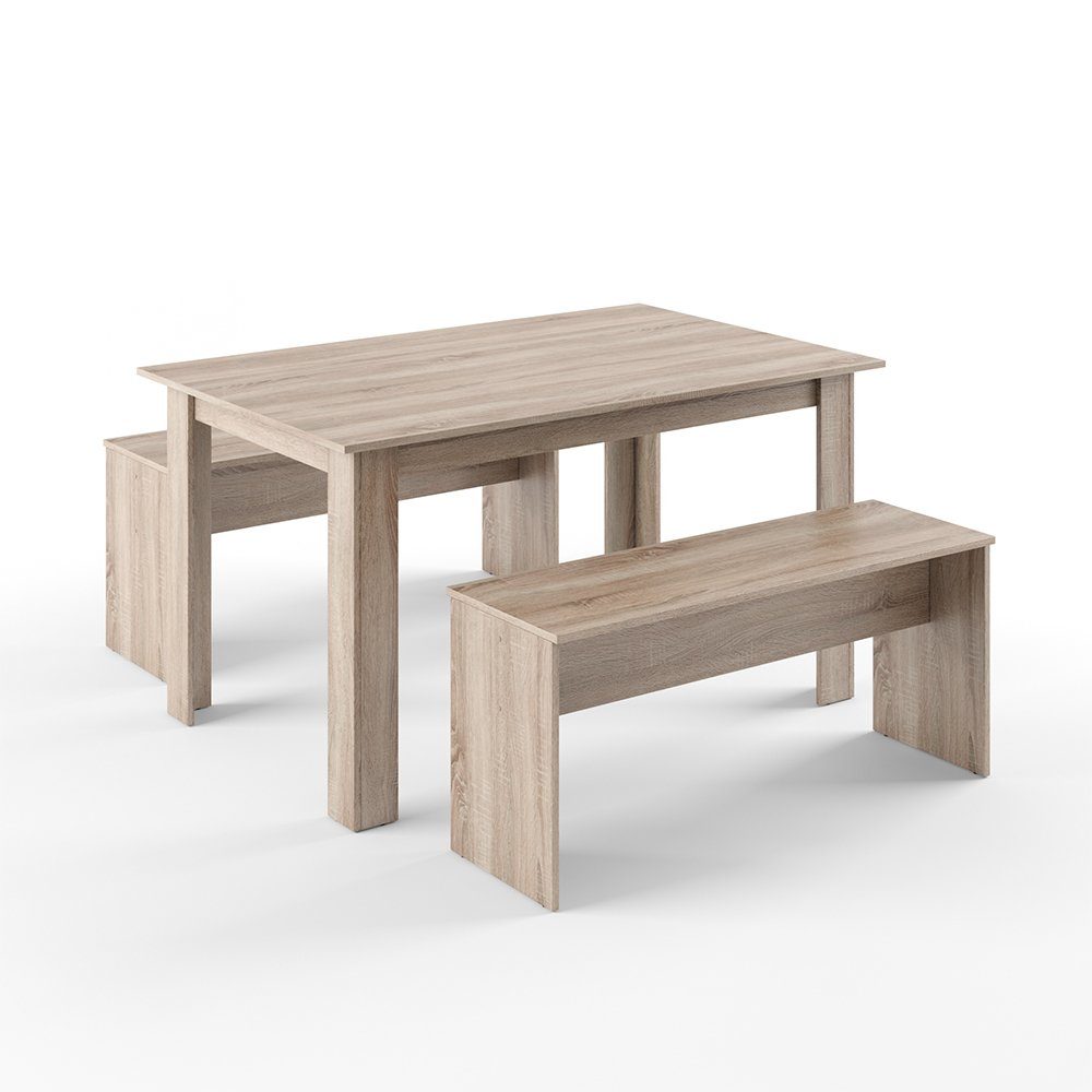 Vicco Essgruppe Tischgruppe Sitzgruppe SENTIO Sonoma, (Set, 3-tlg., 3-er Set), platzsparend